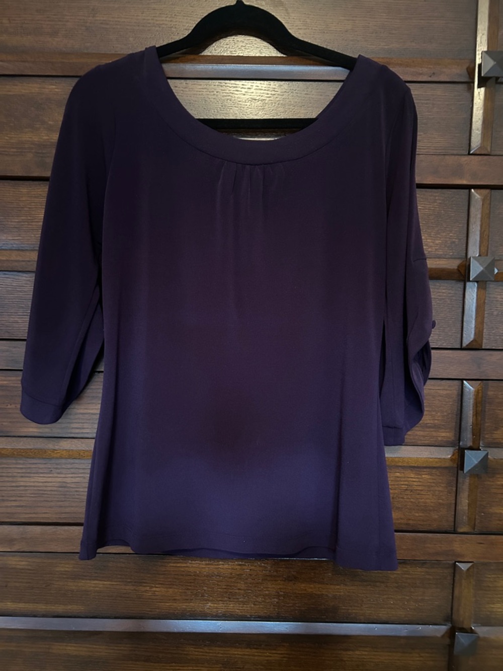 Women's Scoop Neck 3/4 Sleeve Blouse - Deep Plum